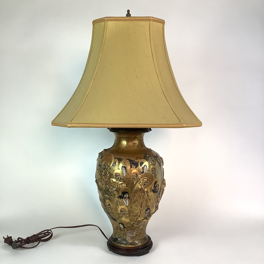 Meiji Period (1868-1912) Japanese Satsuma Vase Turned to Lamp (1 of 8)