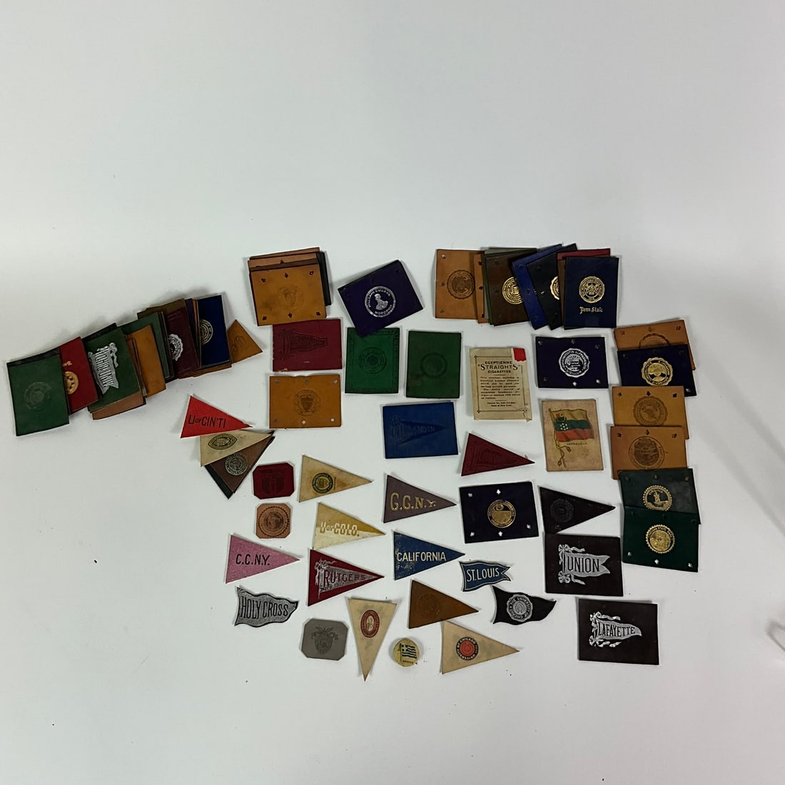 Antique Tobacco Leather Patches & Pennants: Over 60 patches. 20 pennants