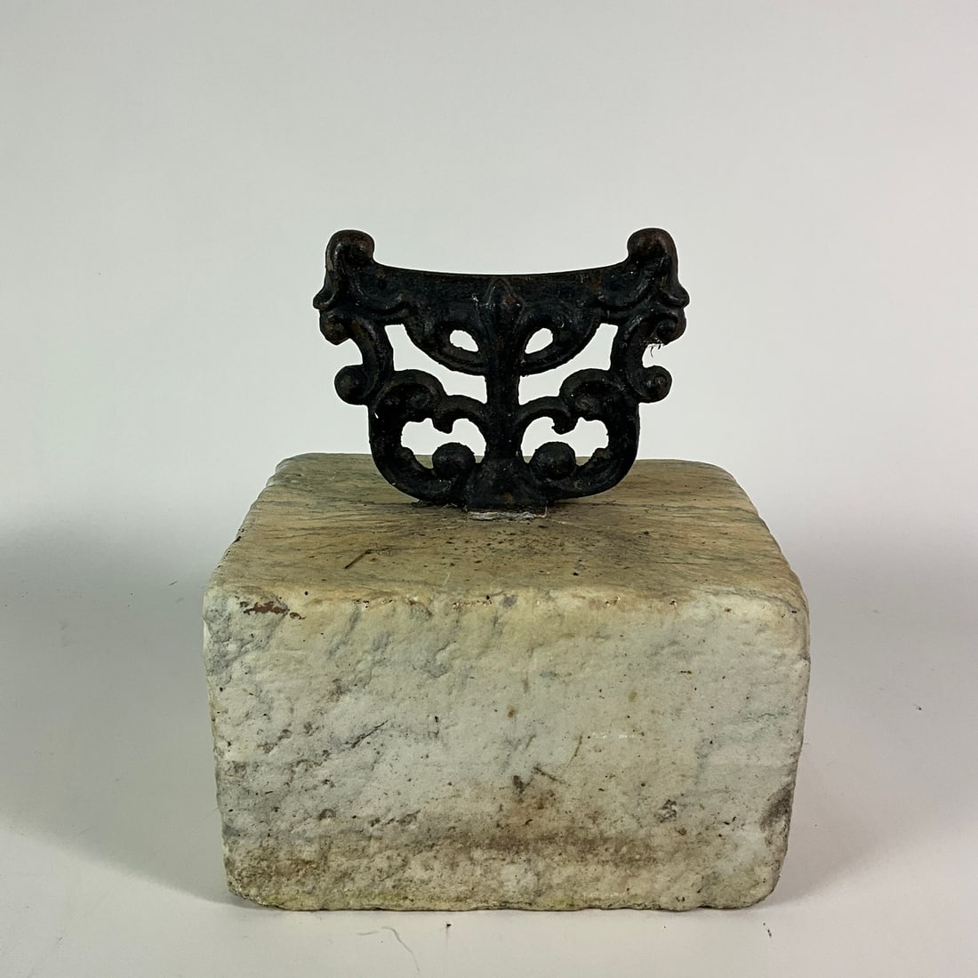 19th Century Antique Cast Iron Boot Scraper Mounted In Block of Marble (1 of 2)