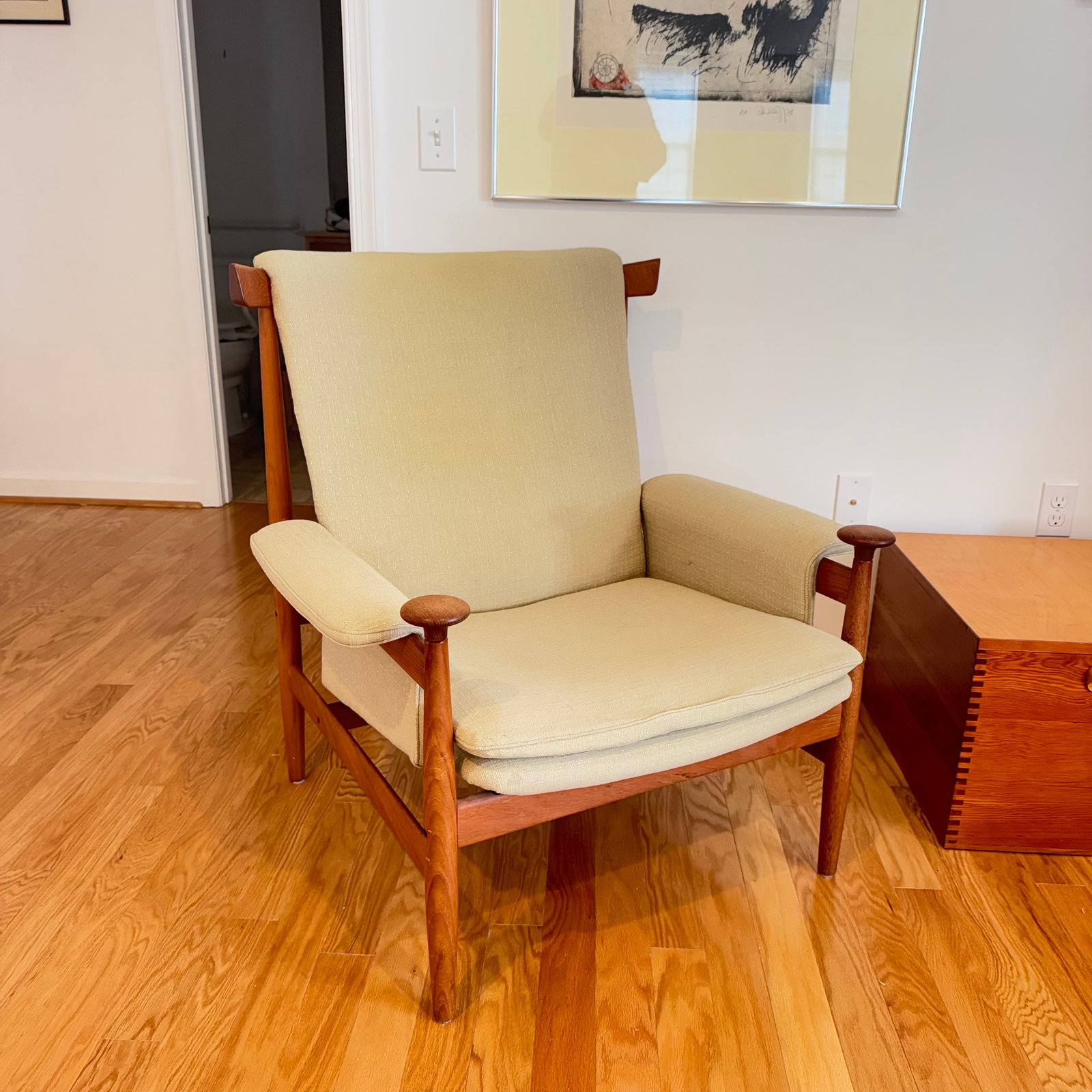 Vintage Finn Juhl Bwana Chair by France and Son: Original upholstery foam is brittle Overall very good condition 35" w X 32.75" d X 36" h