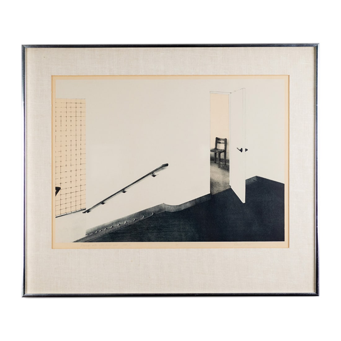 Stairway with Glass Block Wall Etching by Dennis Johnson (American 20th Century) (1 of 3)