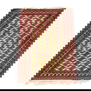 Vintage Turkomon Bokhara Wool Oriental Rug: Rug Size: 3.8' x 5.4' Weave style: Handknotted, wool
