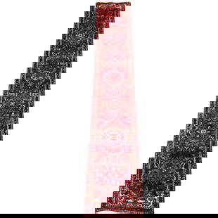Long Persian Wool Oriental Rug Runner: Rug Size: 13.9' x 2.4'Country of Origin: Persian. Handknotted