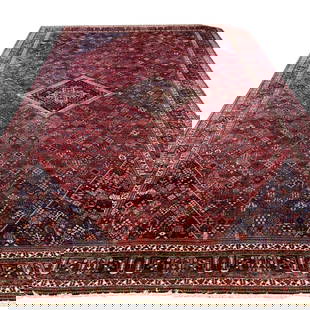 Large Joshaghan Oriental Wool Persian Oriental Rug: Rug Size: 17.9' x 10.9'Weave style: Handknotted, Wool. Design is All over geometric patterns with large medallion cross in center