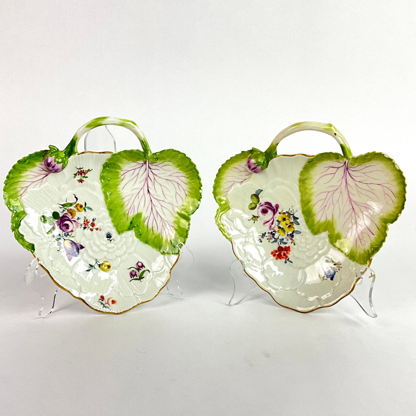 Two Meissen Leaf Form Dishes Circa 1800 (1 of 6)