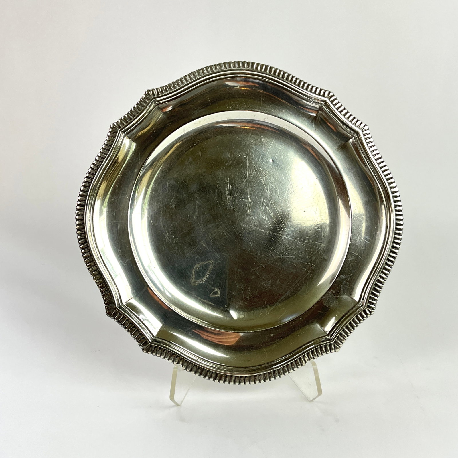 Cartier France Silver Plated Tray: Light scratches on top. Marked. Measures: 13.25" diameter