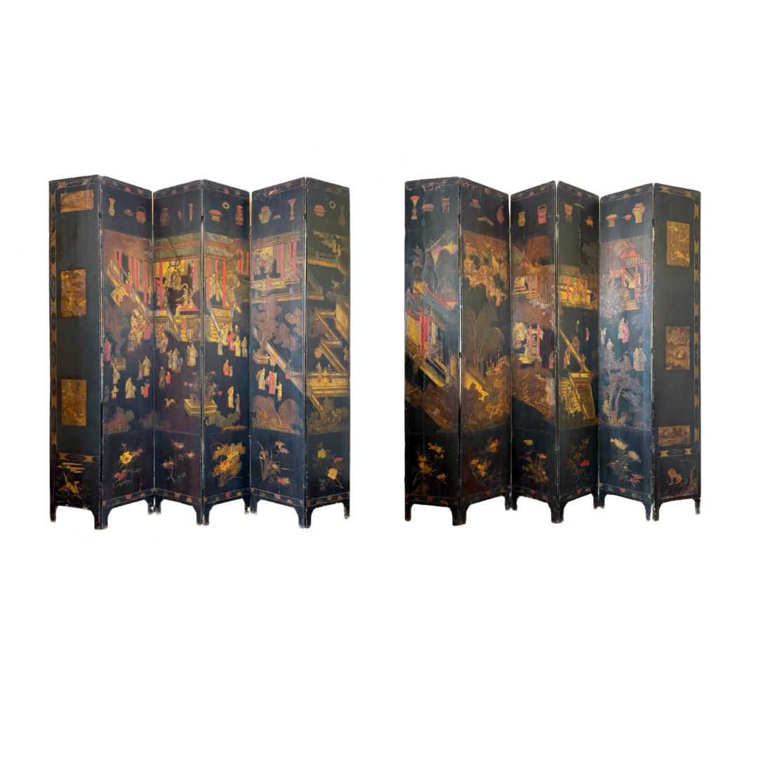 Antique Qing Dynasty 12 panel 8' Coromandel Chinese Screen (1 of 20)