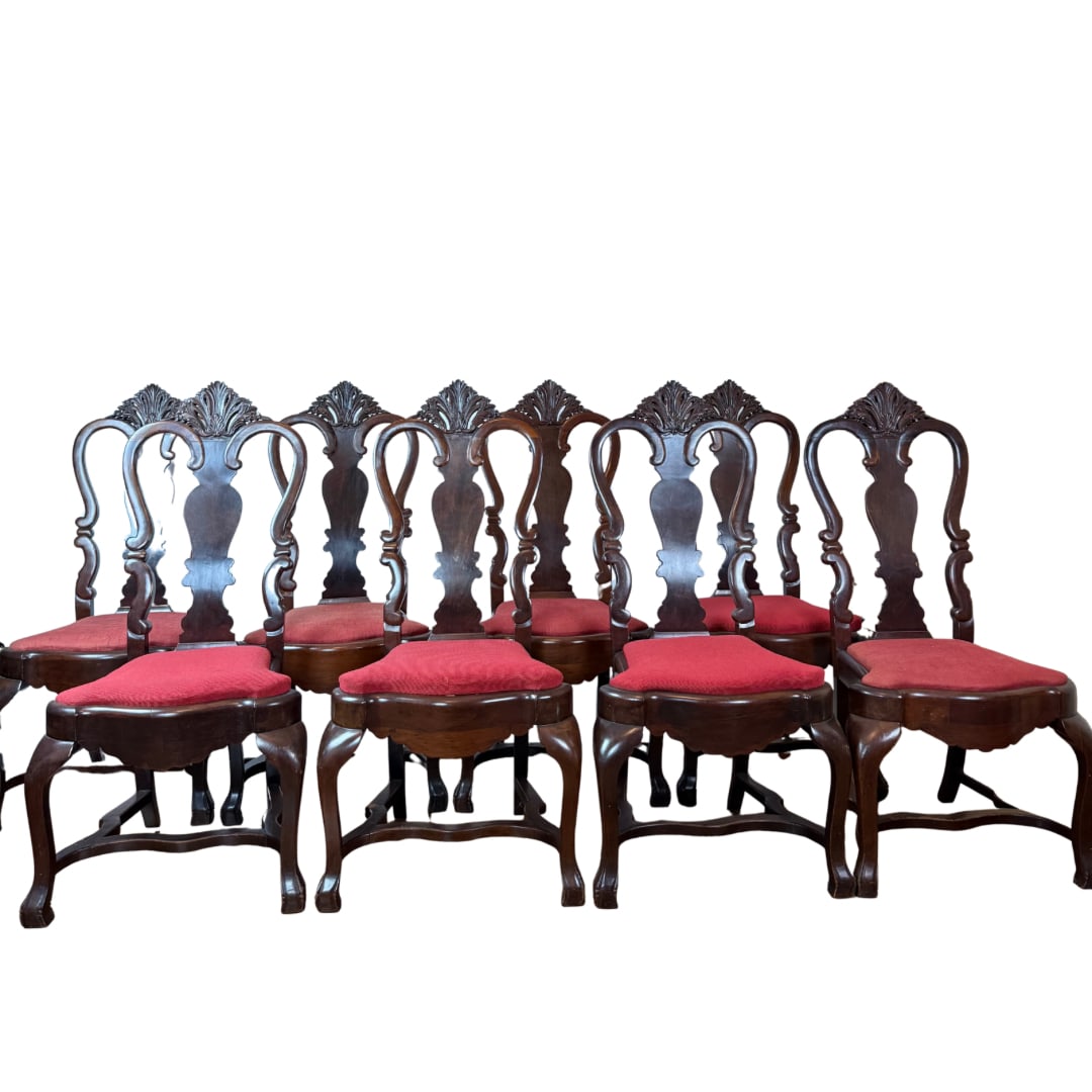 Set Of 12 19th Century Baroque Style Mahogany Dining Chairs. (1 of 14)