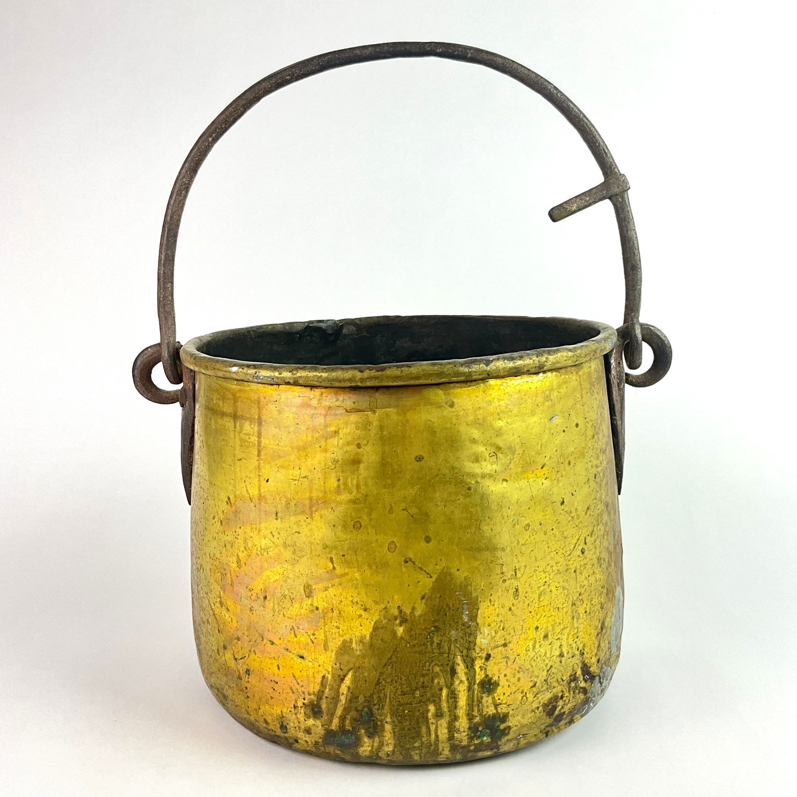Antique Brass Cauldron with Iron handle (1 of 8)