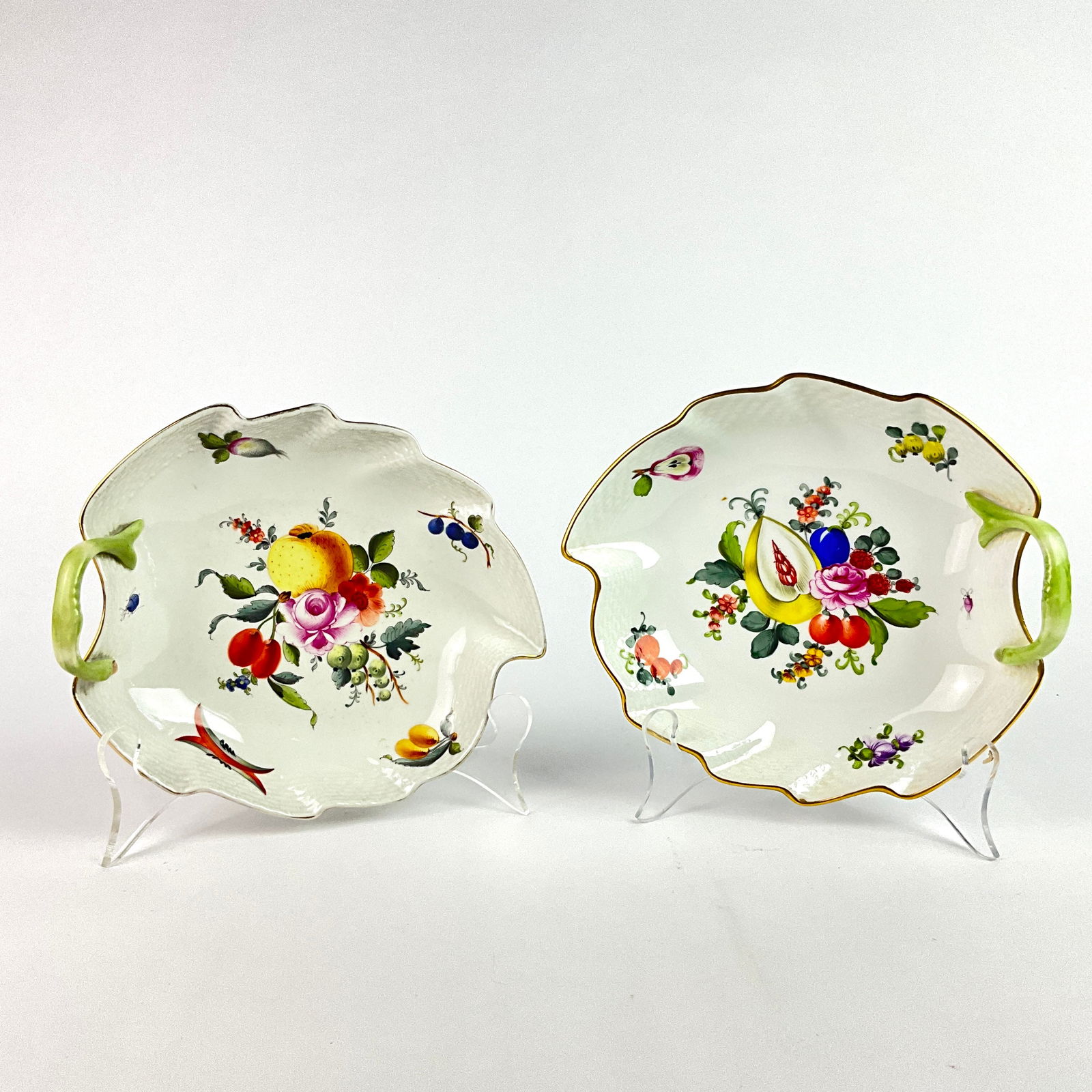 Pair Of Herend Market Garden Leaf Shape Plates (1 of 6)