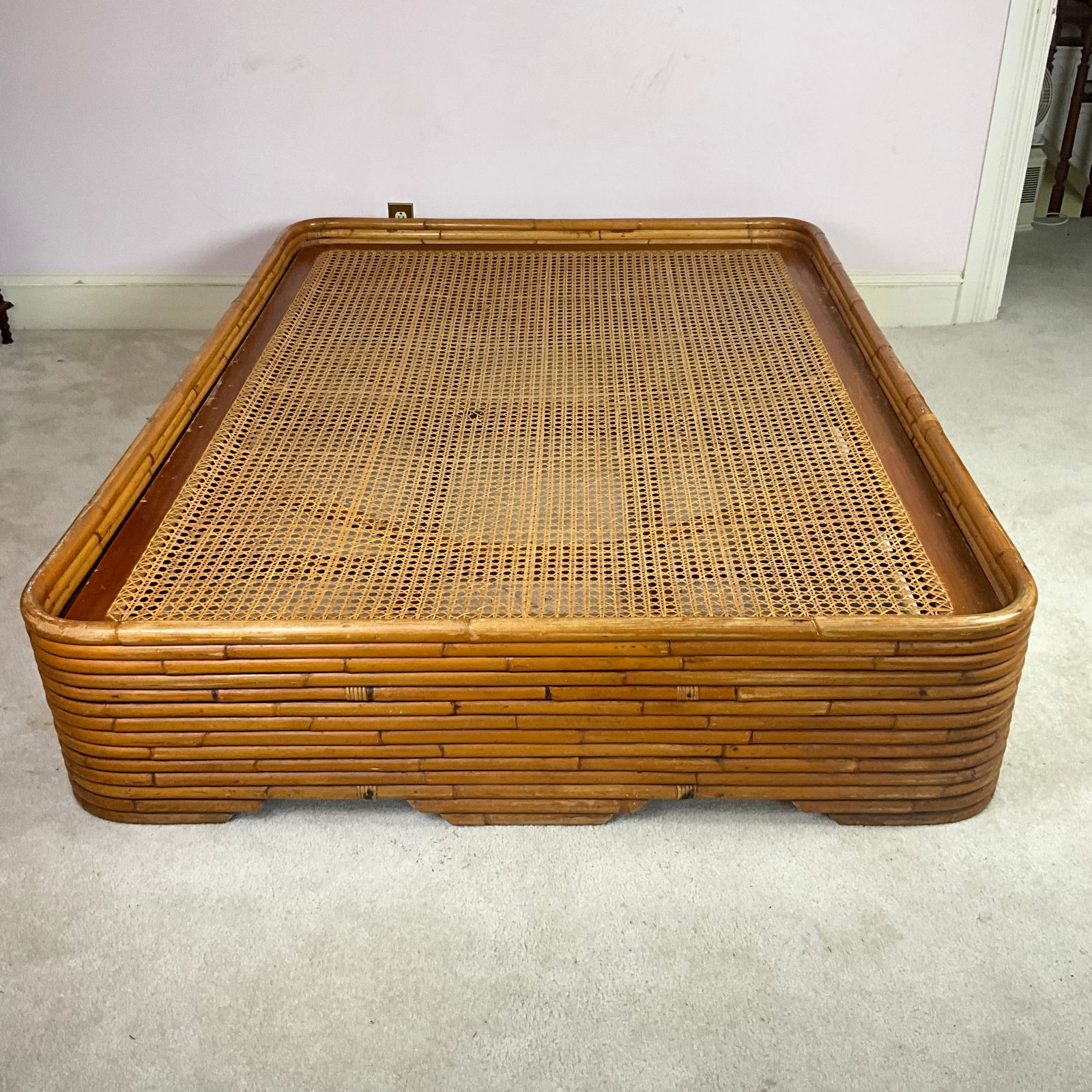 Vintage Paul Frankl Rattan & Caned Bamboo Bedframe (1 of 12)