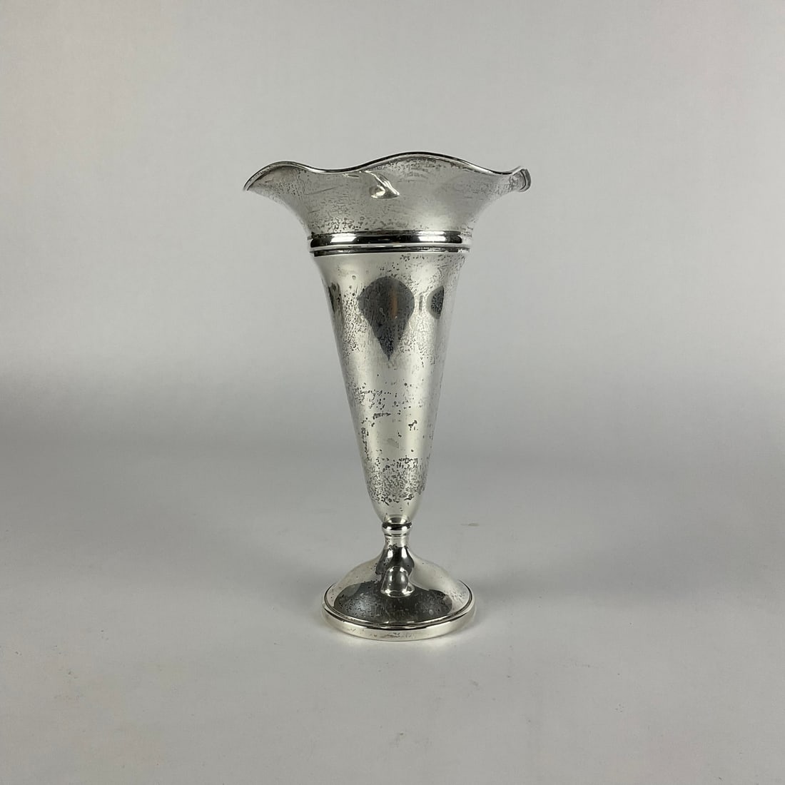 Sterling Silver Weighted Trumpet Vase By B&M: Measures: 8.5" high x 5.5" mouth diameter