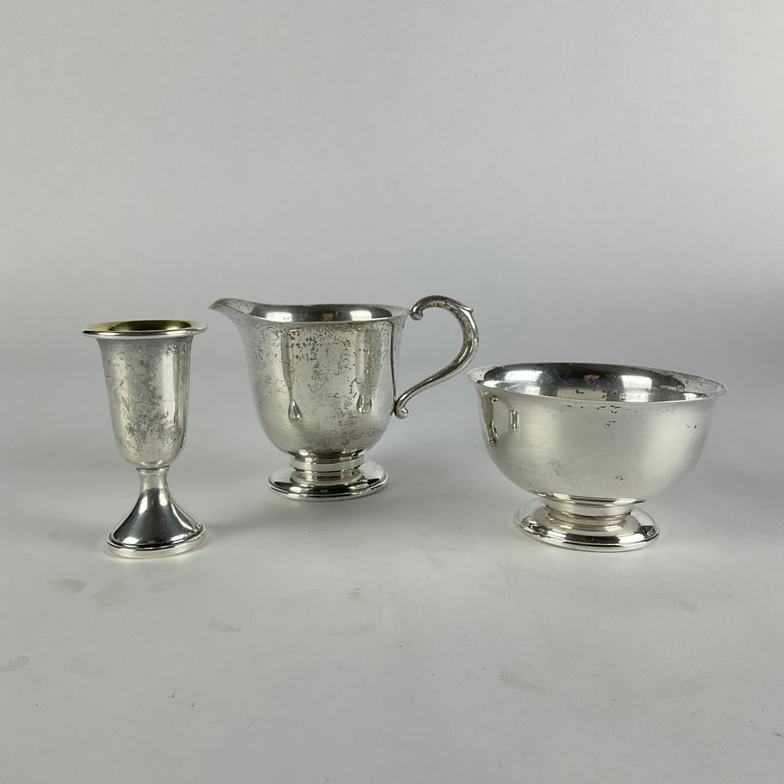 Sterling Towle .925 Sugar Bowl, Web .925 Kiddish Cup, Towle .925 Creamer, Towle Sugar/Cream Tray (1 of 8)