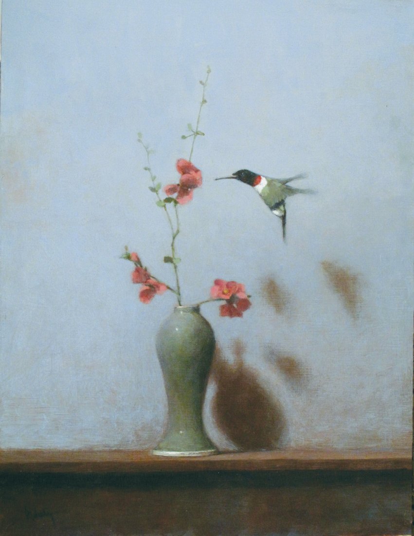 Japanese Quince and a Stray Hummingbird by Thomas Aquinas Daly (1 of 1)