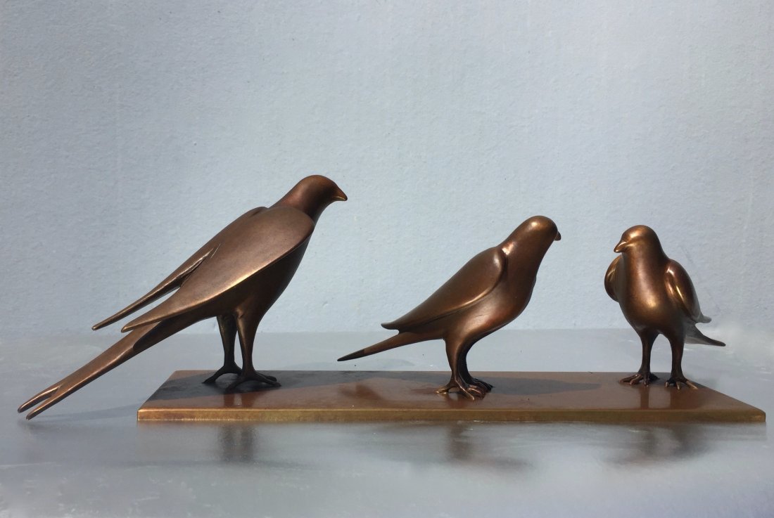 3 Birds on Bronze Plate by Gwynn Murrill (1 of 1)