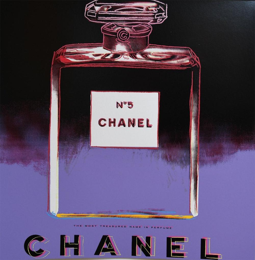 Andy Warhol, CHANEL No 5 from Ads portfolio 1985: Andy Warhol "CHANEL No 5" from Ads Portfolio USA, 1985 Screenprint in colors 38 h x 38 w in (97 x 97 cm) This work is an unsigned and Unnumbered Printer's proof, outside of the edition Print