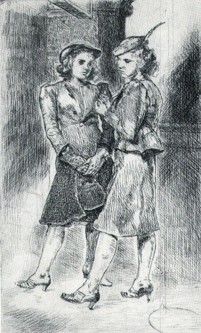 Isabel Bishop, Office Girls, 1938,: Artist: Isabel Bishop, Title: Office Girls, Date Of Negative: 1938 Type Of Print: Vintage Photogravure/Lithograph, Printed from the original plate Date Of Print: 1939 (82 years old print) Paper: Mediu