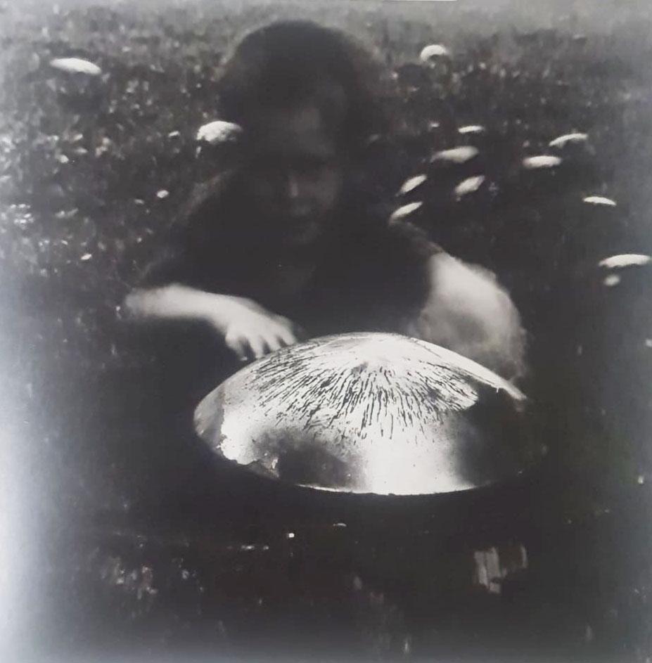 Ralph Eugene Meatyard, Untitled (Child with hubcap) 1959: Photographer: Ralph Eugene Meatyard (May 15, 1925 – May 7, 1972) was an American photographer from Normal, Illinois, U.S. Meatyard purchased his first camera in 1950 to photograph his newborn first
