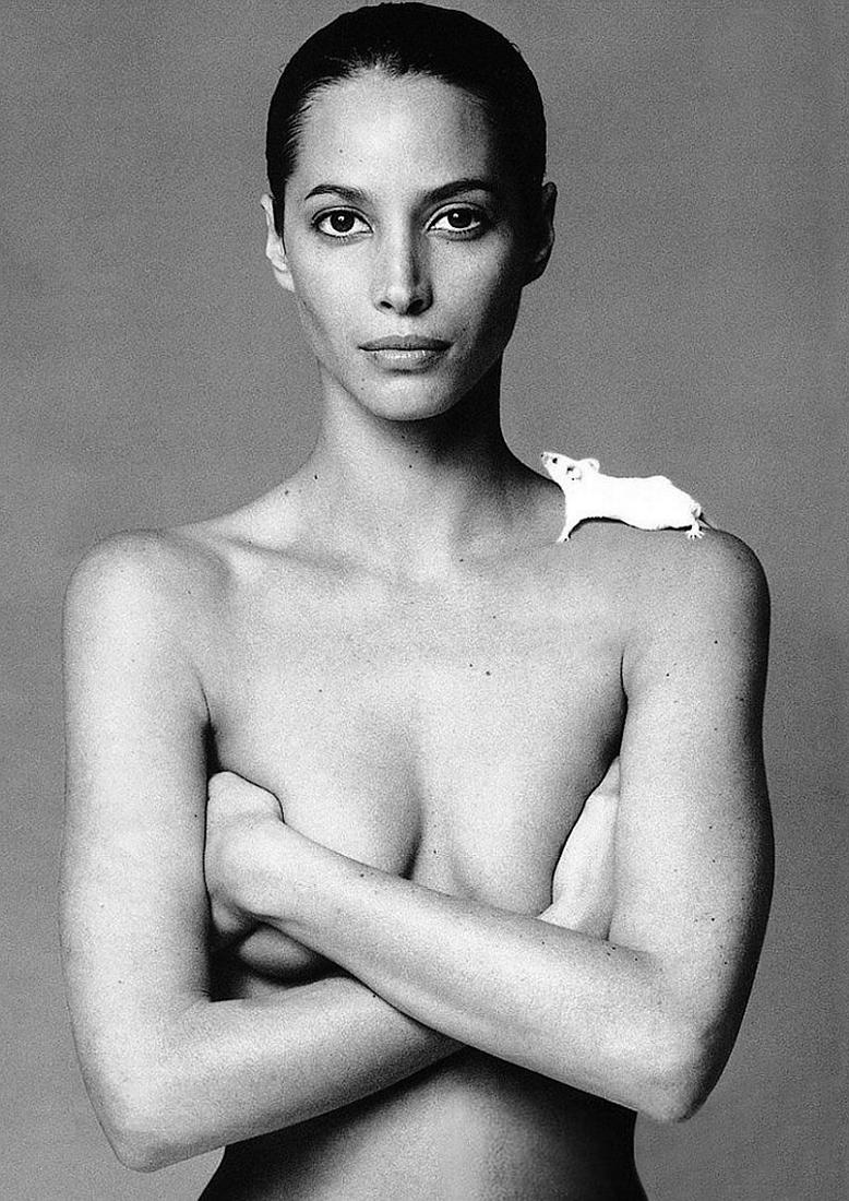 Patrick Demarchelier - CHRISTY WITH MOUSE, 1990s: Photographer: PATRICK DEMARCHELIER: internationally renowned fashion and portrait photographer known for his ability to represent the true personalities of his subjects. He discovered his passion at 1