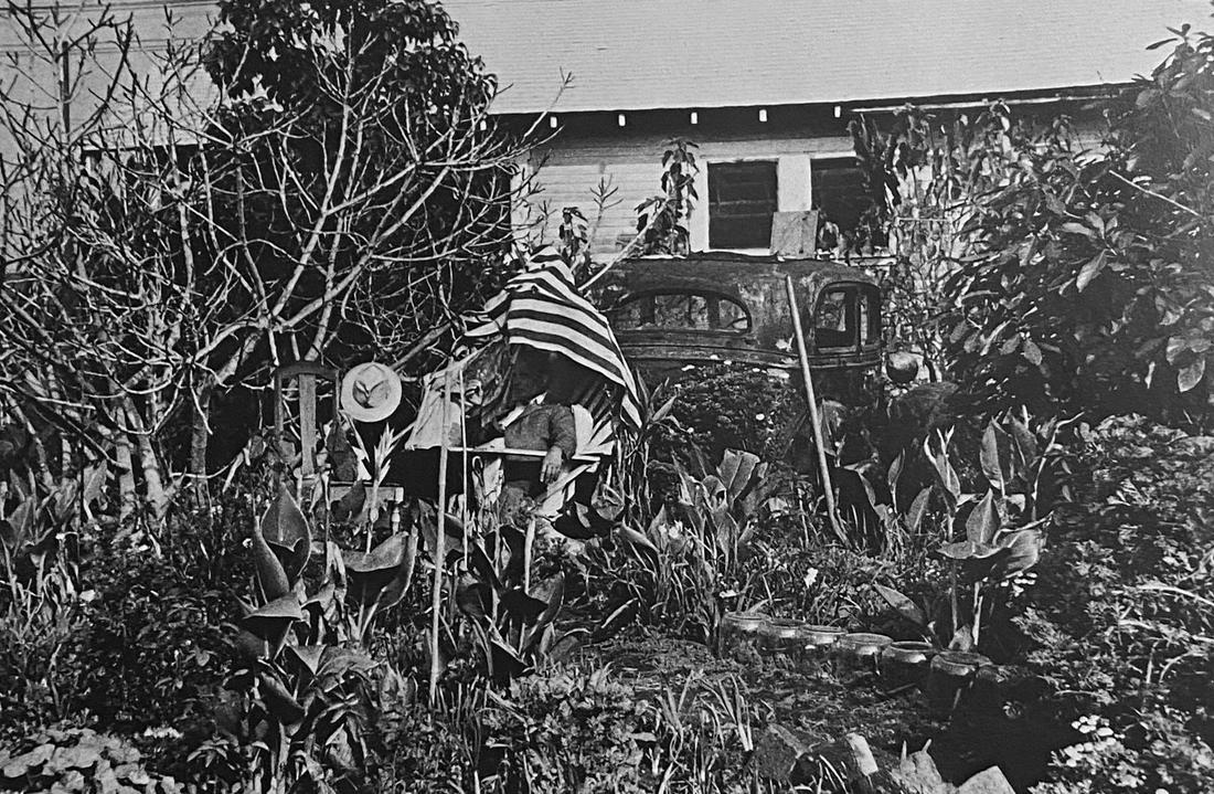 Robert Franks, Backyard- Venice West, California: Photographer: Robert Frank (1924-2019) was a Swiss photographer and documentary filmmaker, who became an American binational. His most notable work, the 1958 book titled The Americans, earned Frank co