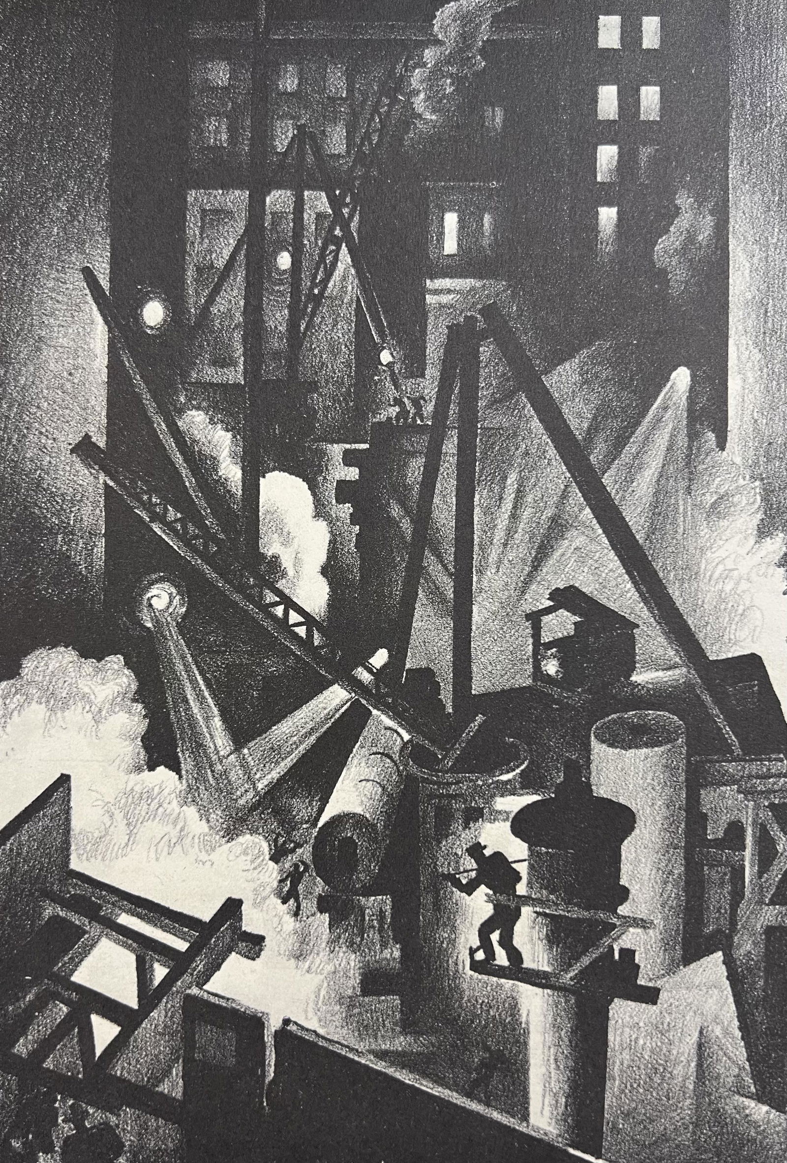 Thomas Hart Benton, Construction, 1929,: Artist: Thomas Hart Benton (1889-1975) was an American painter and muralist. Along with Grant Wood and John Steuart Curry, he was at the forefront of the Regionalist art movement. The fluid, sculpted