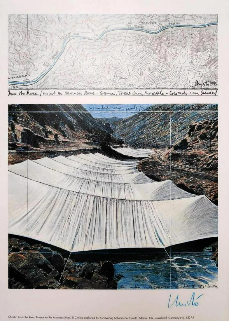 Christo Javacheff, Over the river - Hand signed lithograph (1 of 1)