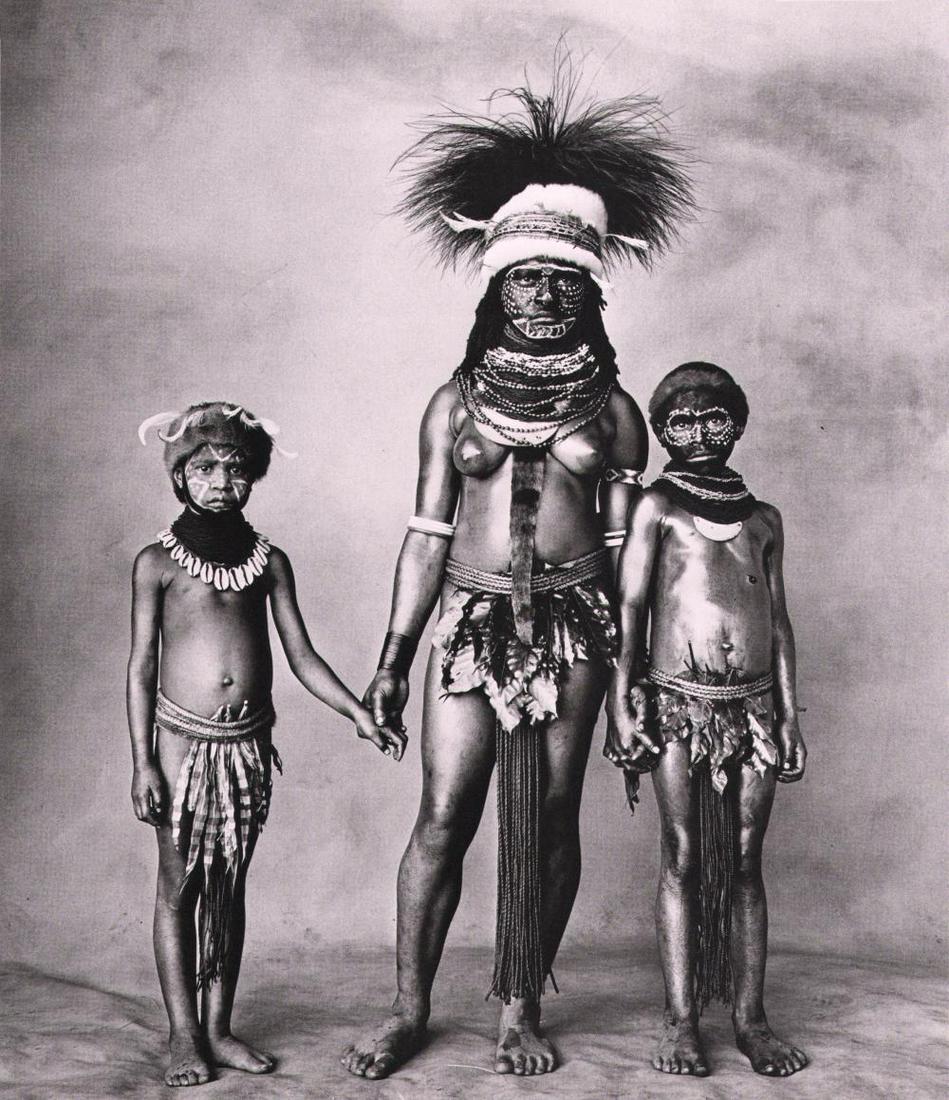 IRVING PENN - Enga Woman, Two Girls, New Guinea, 1970: Photographer: Irving Penn, (born June 16, 1917, Plainfield, N.J., U.S.â€”died Oct. 7, 2009, New York, N.Y.), American photographer noted for his sophisticated fashion images and incisive portrait