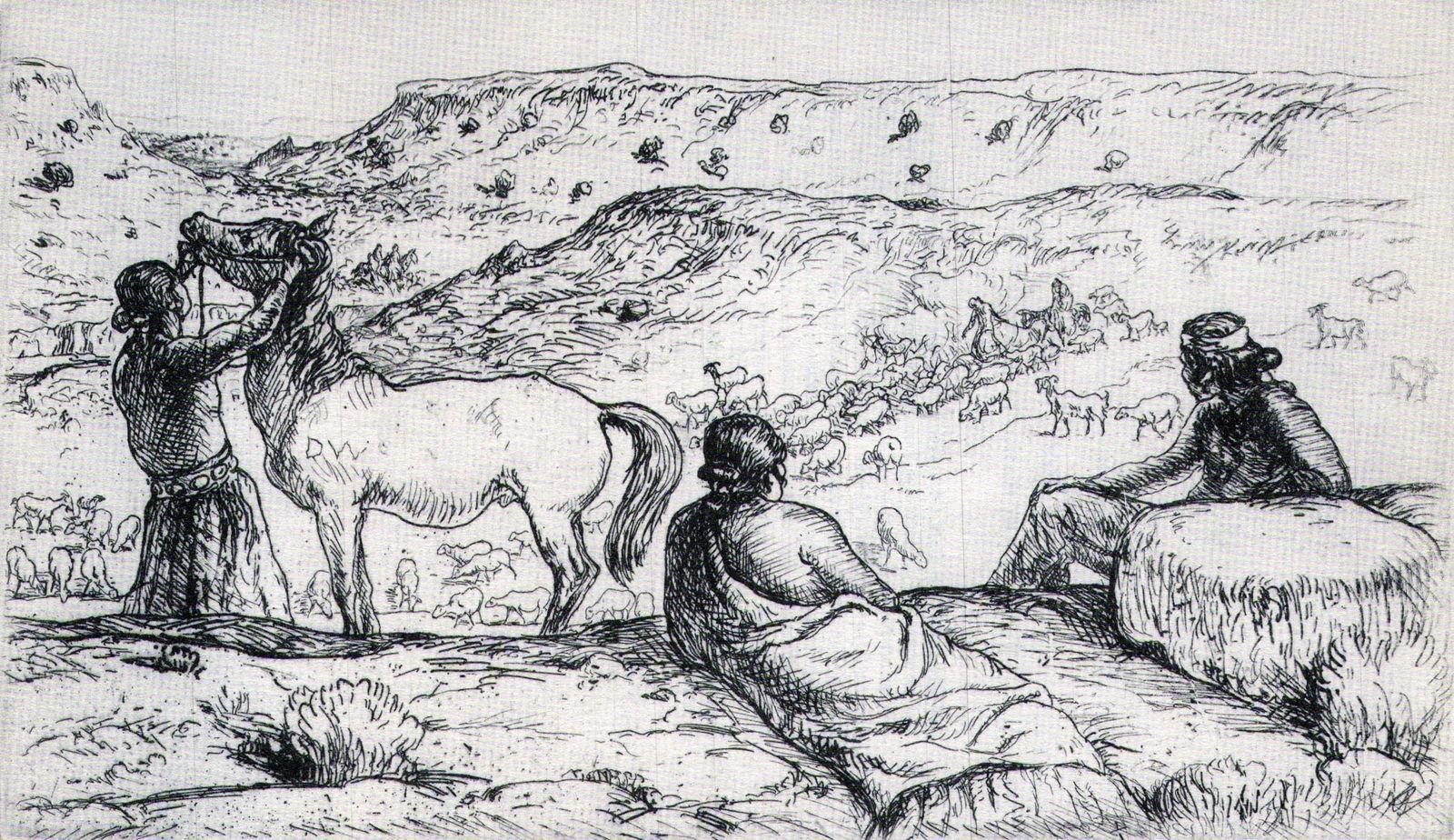 Mahonri Young, Three Navajos, 1939, 10x7 (1 of 1)