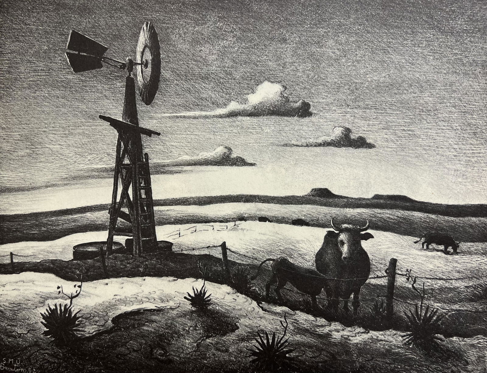Thomas Hart Benton, West Texas, 1952: Artist: Thomas Hart Benton (1889-1975) was an American painter and muralist. Along with Grant Wood and John Steuart Curry, he was at the forefront of the Regionalist art movement. The fluid, sculpted