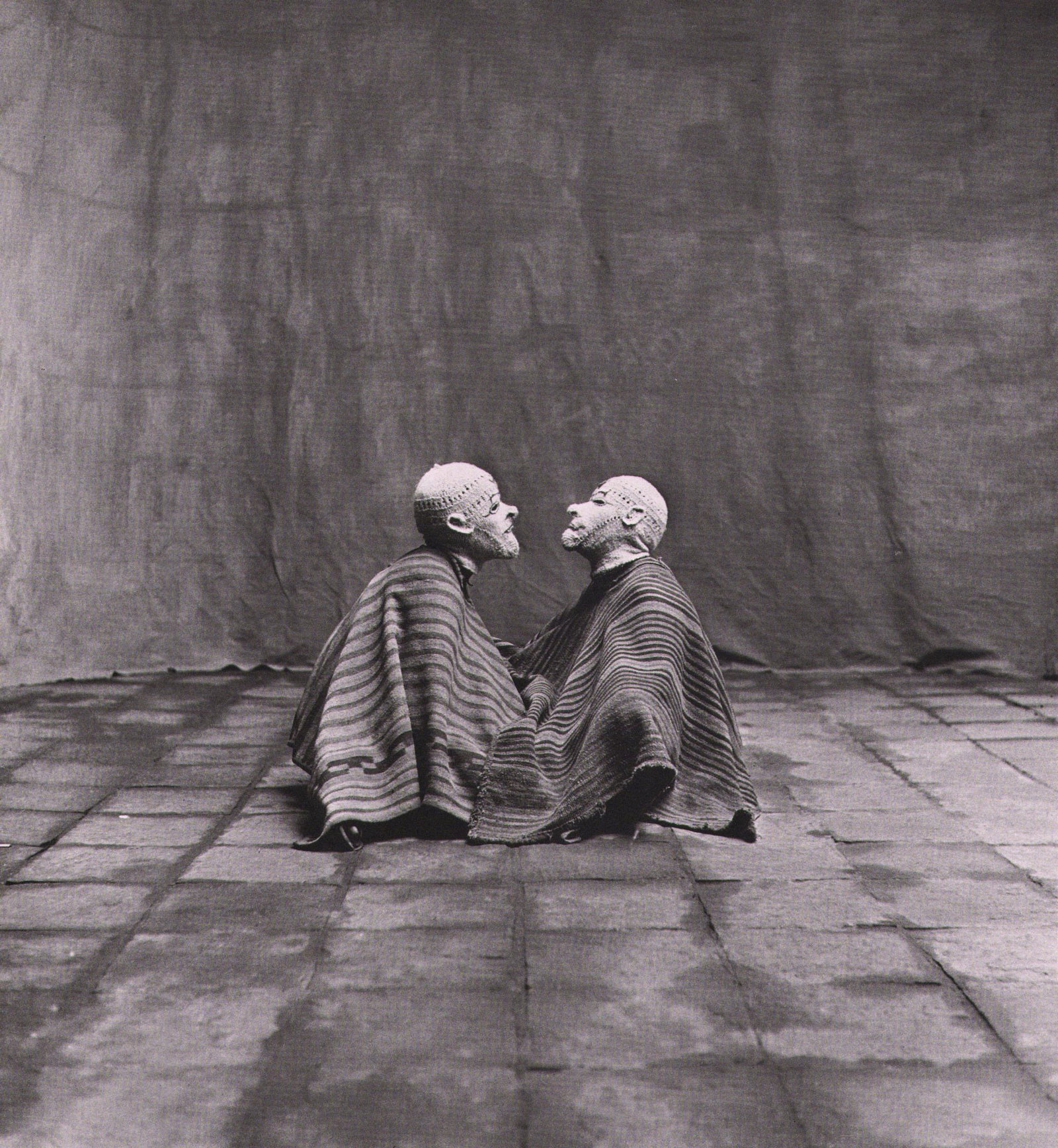 Irving Penn, Two Men in White Masks. Cuzco, 1948: Photographer: Irving Penn, (born June 16, 1917, Plainfield, N.J., U.S. died Oct. 7, 2009, New York, N.Y.), American photographer noted for his sophisticated fashion images and incisive portraits. Titl