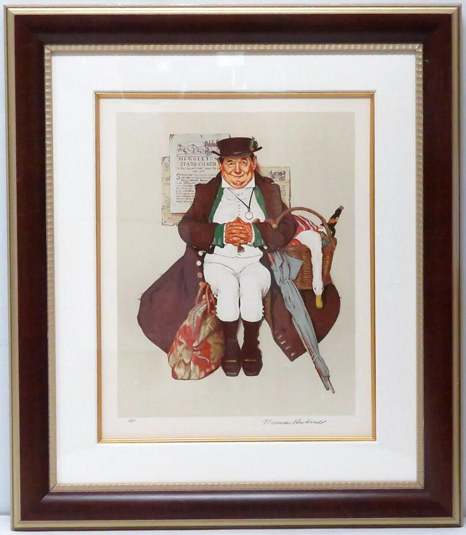 Norman Rockwell, Signed AP, Lithograph "Muggleton Stage Coach" (1 of 4)