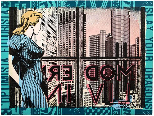 FAILE, MODERN LIVING, 2018,: Artist: FAILE Title: MODERN LIVING Size: 19.5 X 25 INCHES Year: 2018 Medium: HAND EMBELLISHED SCREEN PRINT Edition: OF 250 Description: Hand-painted with acrylic, stained silkscreen on heavy lenox 100
