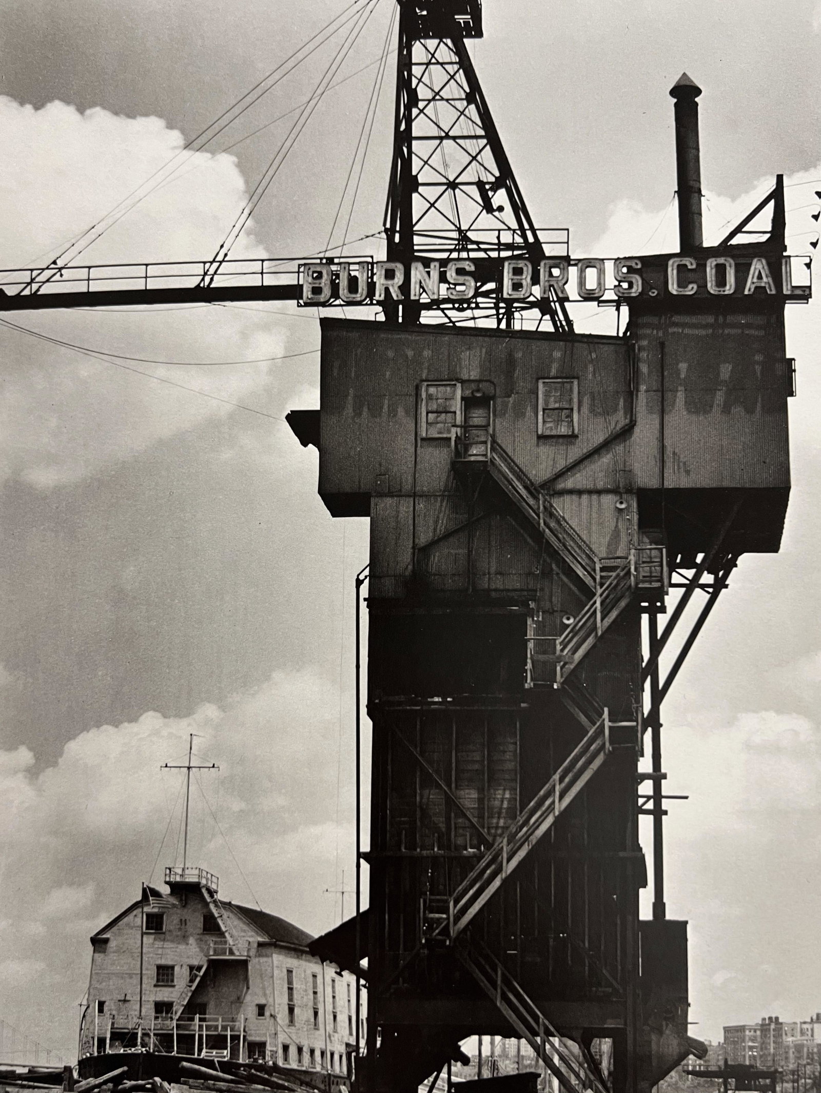 Berenice Abbott, Burns Bros, Coal Elevator And USS Illinois, Armory For Naval Reserves, West 135th (1 of 1)