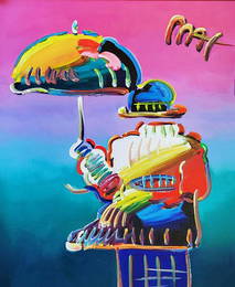 PETER MAX, "UMBRELLA MAN - 2003" ACRYLIC ON CANVAS 24X18" MAX STUDIO COA