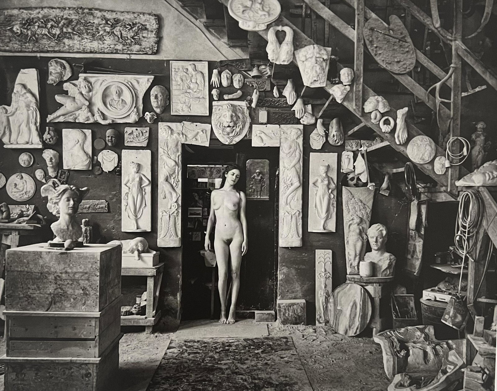 Marc Lagrange, Atlier Pietrasanta 01, 2000's: Photographer: Marc Lagrange was a Belgian photographer known for his nude portraits of female figures. Lagrange created dream-like and fantastical narrative pictures populated by beautiful nudes that