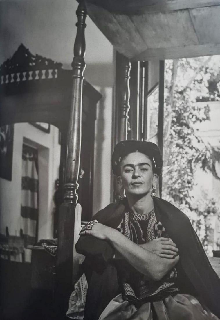 Lola Alvarez Bravo, Frida with arms crossed, 1945: Photographer: Lola Alvarez Bravo Subject/Title: Frida with arms crossed Date Of Negative: 1945 Type Of Print: Authentic Vintage Sheet Fed Photogravure/Heliogravure Date Of Print: 2021 Publisher: Tasch