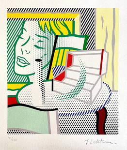 Roy Lichtenstein 'Interior with painting and still life - 1986' Limited edition lithograph: Roy Lichtenstein "Interior with painting and still life" Lithograph from an original work by Roy Lichtenstein, printed in 1986 32x38 cm Edition of 275, numbered in pencil Plate Signed Signature