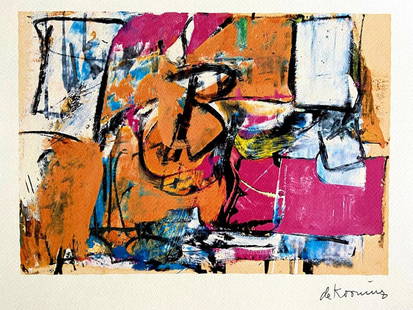 Willem De Kooning 'Sitting Room' 1982, limited edition lithograph: Willem De Kooning "sitting room" The lithograph was printed in 1982 by the Guggenheim Museum in 250 hand-numbered copies. Signed Willem De Kooning on the plate. The work measures 33x43 cm. Â©