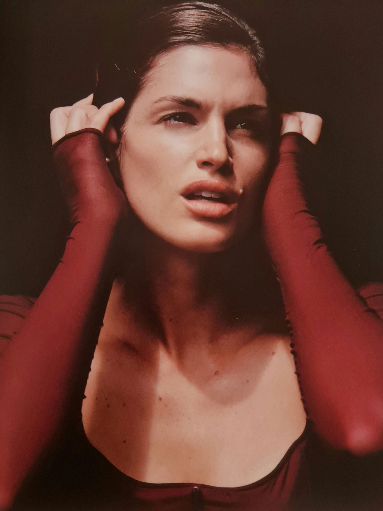 Michel Compte, Cindy Crawford at a fashion shoot in Los Angeles, 1997: Photographer: Michel Comte (born 19 February 1954) is a Swiss artist, filmmaker, fashion and portrait photographer. Subject/Title: Frida Kahlo Date Of Negative: 1997 Type Of Print: Sheet Fed Photograv