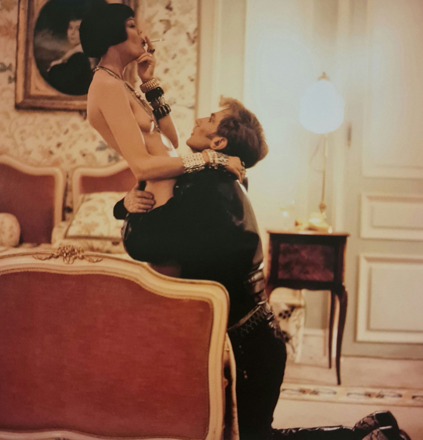 Michel Compte, Designer Claude Montana with wife Wallis at the Ritz, Paris, 1993: Photographer: Michel Comte (born 19 February 1954) is a Swiss artist, filmmaker, fashion and portrait photographer. Subject/Title: Frida Kahlo Date Of Negative: 1993 Type Of Print: Sheet Fed Photograv