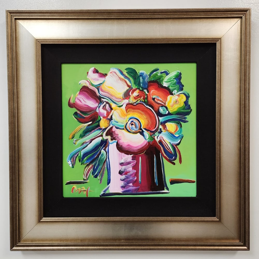 PETER MAX, Vase of Flowers,  Acrylic on canvas, Max COA (1 of 3)