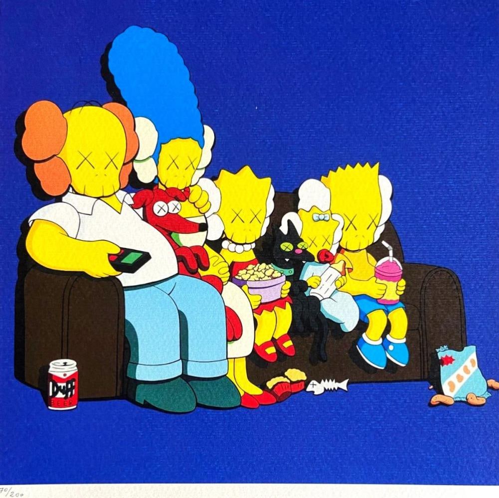 Kaws 'without title (Kimpsons) - 2021: Kaws "Untitled, Kimpsons" The lithograph was printed in 2021 by the Mori Art Museum Tokyo, Japan in 200 copies, Numbered in pencil The work measures 11.75x11.75 Inches. Condition: In Excellent conditi