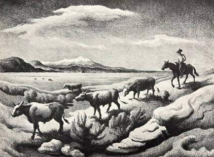 Thomas Hart Benton, Wyoming Autumn, 1974: Artist: Thomas Hart Benton (1889-1975) was an American painter and muralist. Along with Grant Wood and John Steuart Curry, he was at the forefront of the Regionalist art movement. The fluid, sculpted