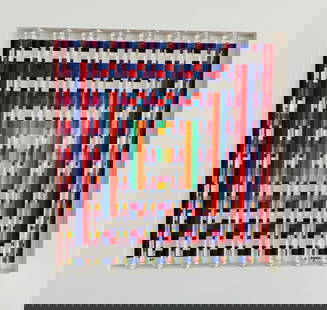 Yaacov Agam, Aquatique ,1970-1989 Prismograph: Artist: AGAM, YAACOV Title: IMAGE AQUATIC Size: 25 X 25 INCHES Medium: POLYMORPHIC SCREENPRINT Edition: OF AP Description: Prismagraph with 8 triangular transparent plexiglass prisms. Hand signed and