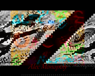 Alec Monopoly MONOPOLY MONEY TAG: Original mixed media on canvas with resin. Hand signed on front by the artist. Canvas is stretched. Artwork is in excellent condition. Certificate of authenticity included. Creator: Alec Monopoly (Ame