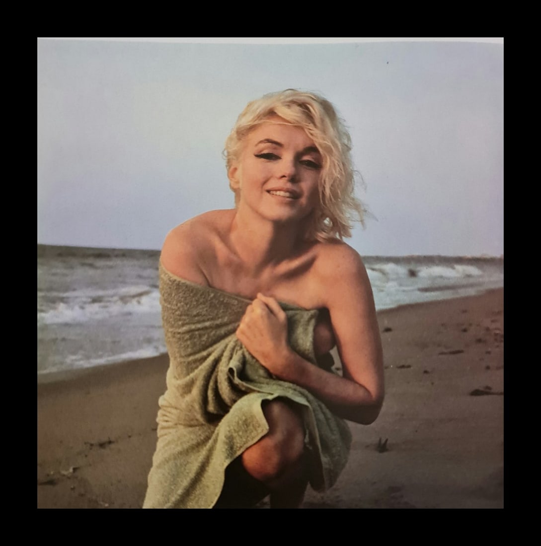 Marilyn Monroe at the beach: Photographer: George Barris Subject/Title: Marilyn Monroe at the beach Date Of Negative: Undated Type Of Print: Authentic Vintage Sheet Fed Photogravure/Heliogravure Date Of Print: 2000 Publisher: teN