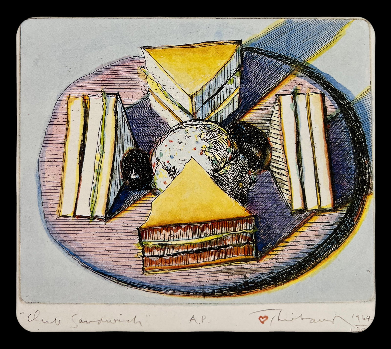 Wayne Thiebaud, Club Sandwitches, 1990, Plate Signed, Dated, Titled & Numbered (1 of 1)