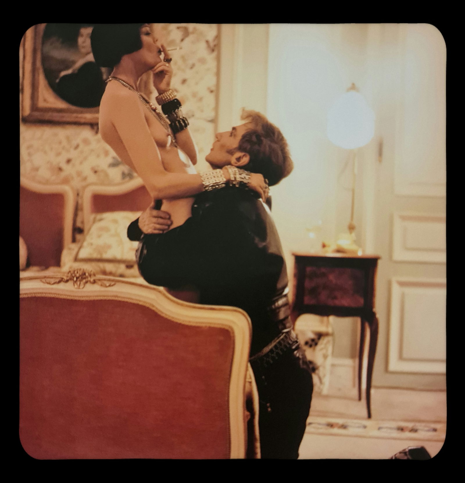Michel Compte, Designer Claude Montana with wife Wallis at the Ritz, Paris, 1993: Photographer: Michel Comte (born 19 February 1954) is a Swiss artist, filmmaker, fashion and portrait photographer. Subject/Title: Frida Kahlo Date Of Negative: 1993 Type Of Print: Sheet Fed Photograv