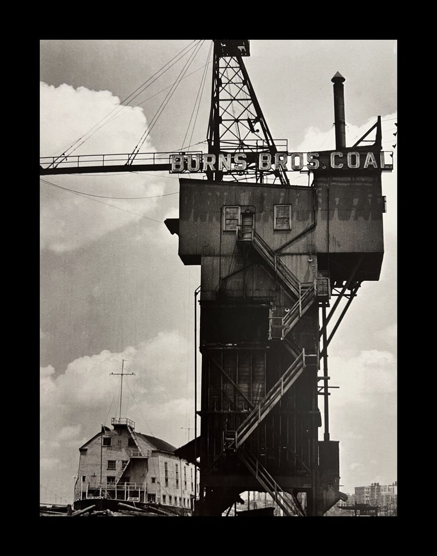 Berenice Abbott, Burns Bros, Coal Elevator And USS Illinois, Armory For Naval Reserves, West 135th: Photographer: Berenice Alice Abbott was an American photographer best known for her portraits of between-the-wars 20th century cultural figures, New York City photographs of architecture and urban des