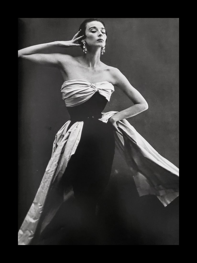 Richard Avedon, Dorian Leigh, Evening dress by Balenciaga, Paris studio, 1949: Photographer: Richard Avedon (American, 1923 - 2004) - internationally renowned portrait and fashion photographer, one of the most important and influential photographers during the last half of the t